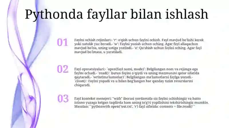 Pythonda Fayllar Bilan Ishlash 2