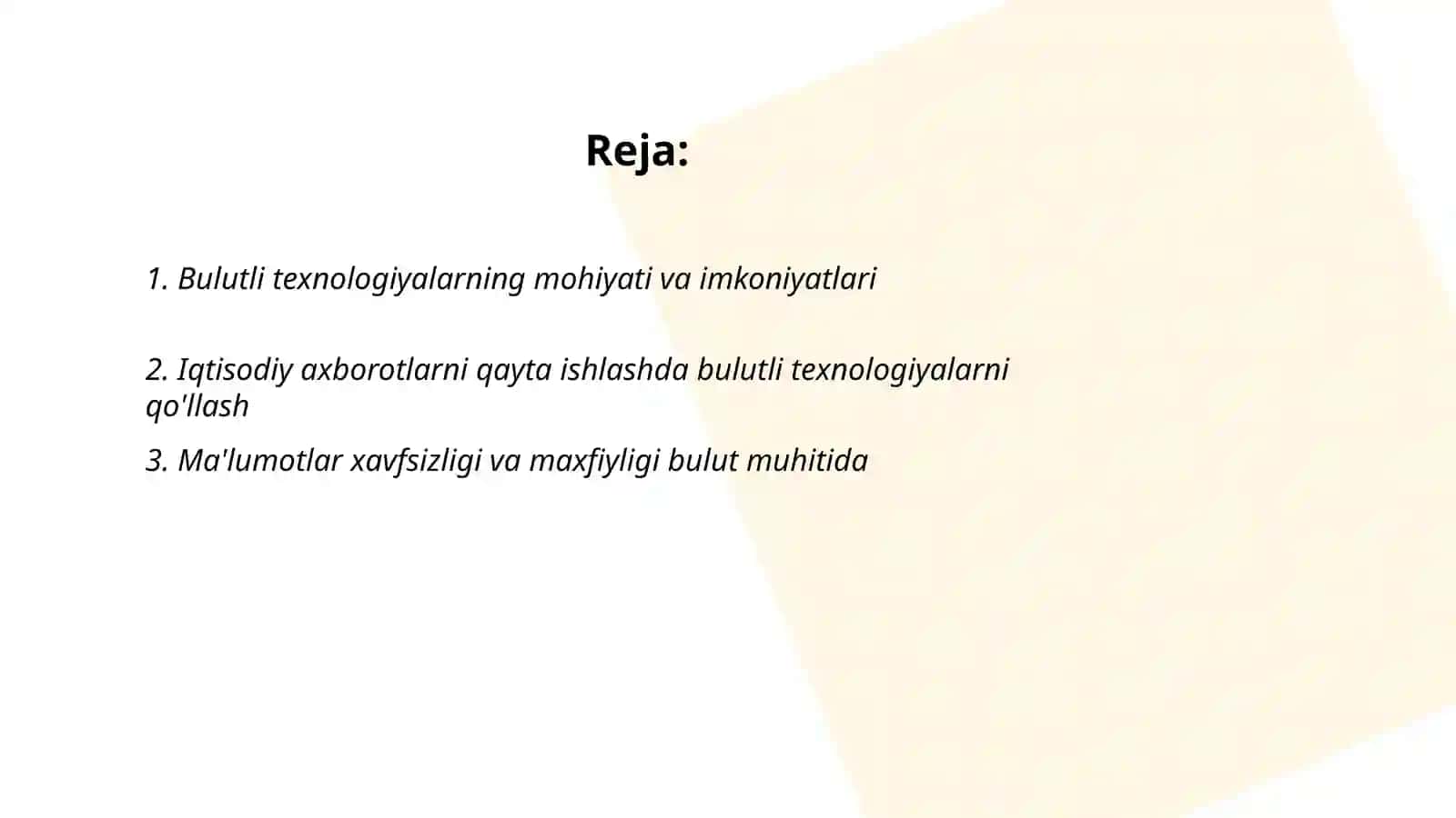 Iqtisodiy axborotlarni qayta ishlash jarayonida bulutli texnologiyalardan foydalanish 2