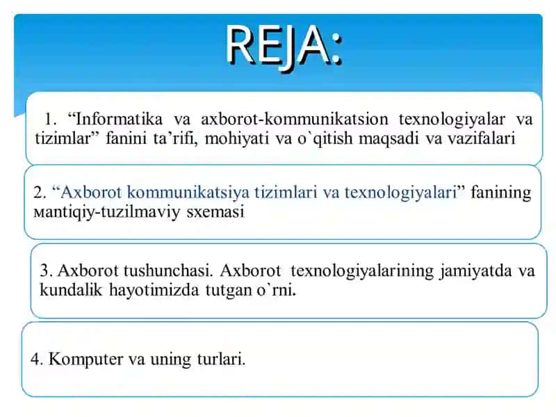 Axborot-Kommunikatsion Texnologiyalar va Tizimlar Faniga Kirish 2