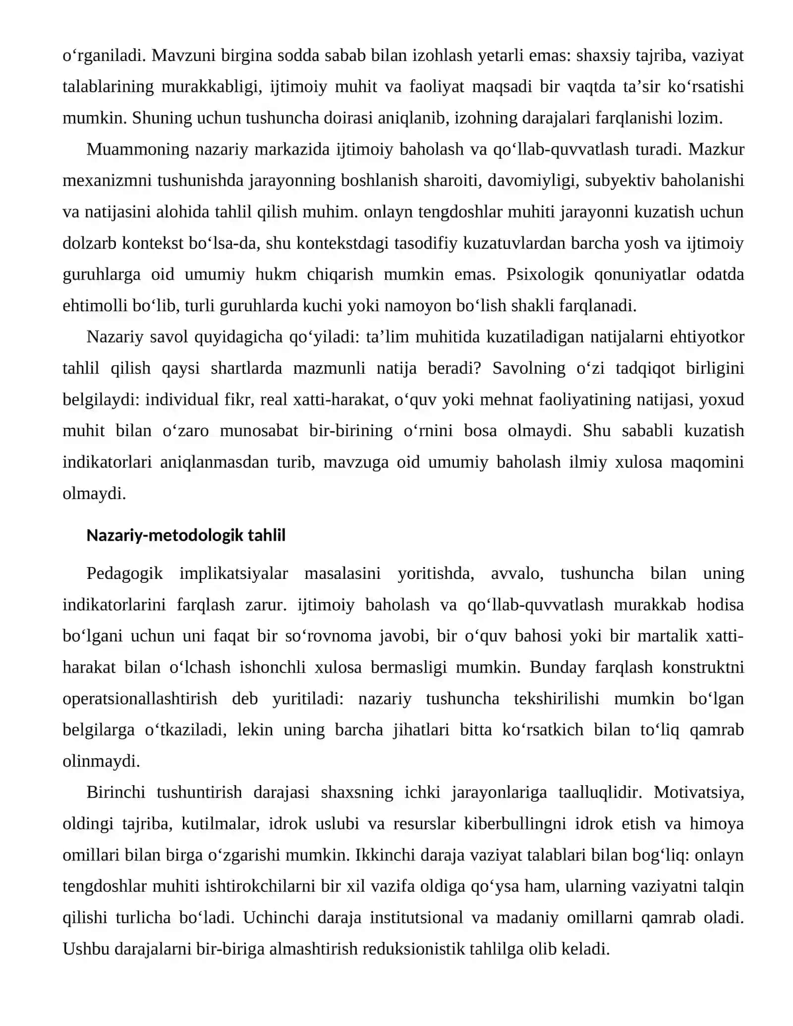 KIBERBULLINGNI IDROK ETISH VA HIMOYA OMILLARI — TA’LIM JARAYONIDAGI KO‘RINISHLARI 2