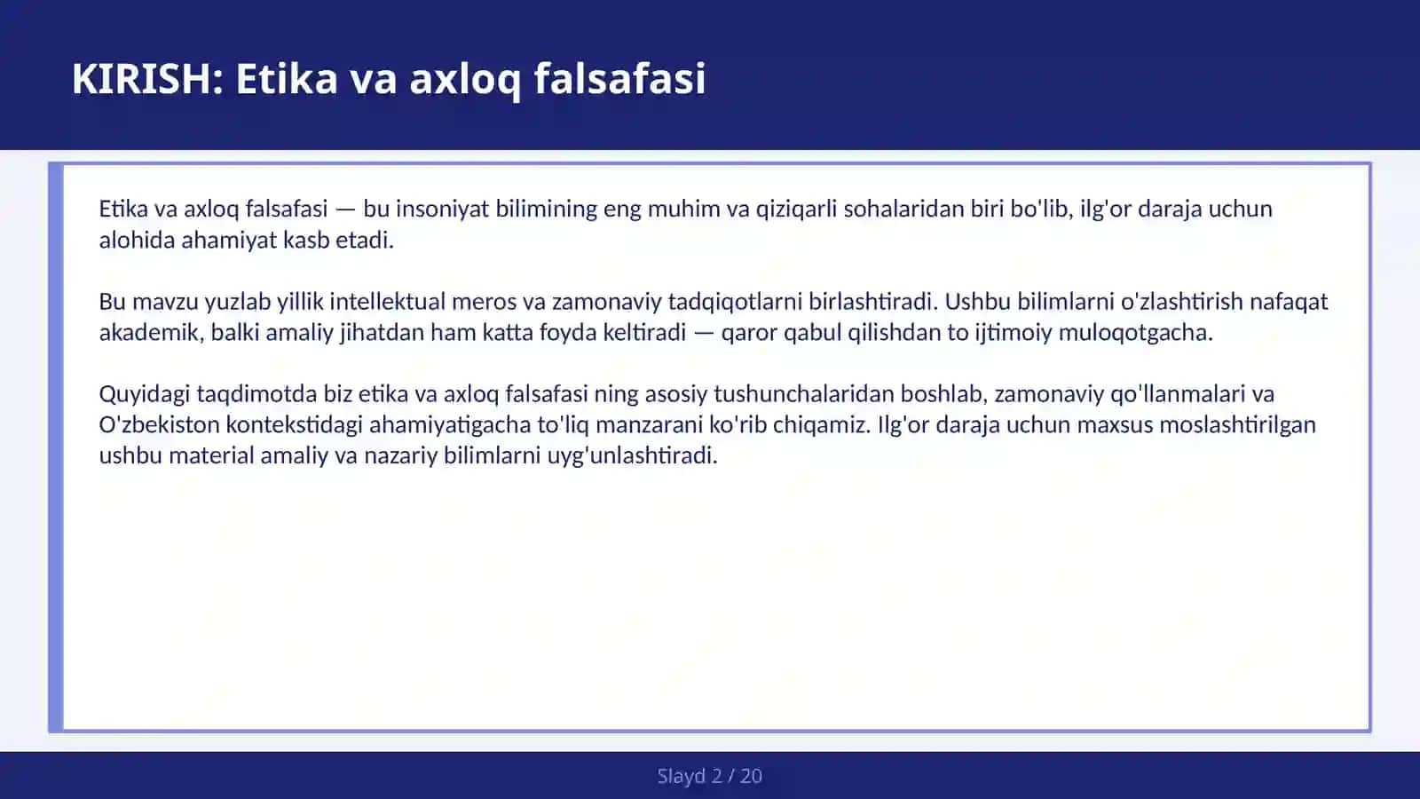 ETIKA VA AXLOQ FALSAFASI 2