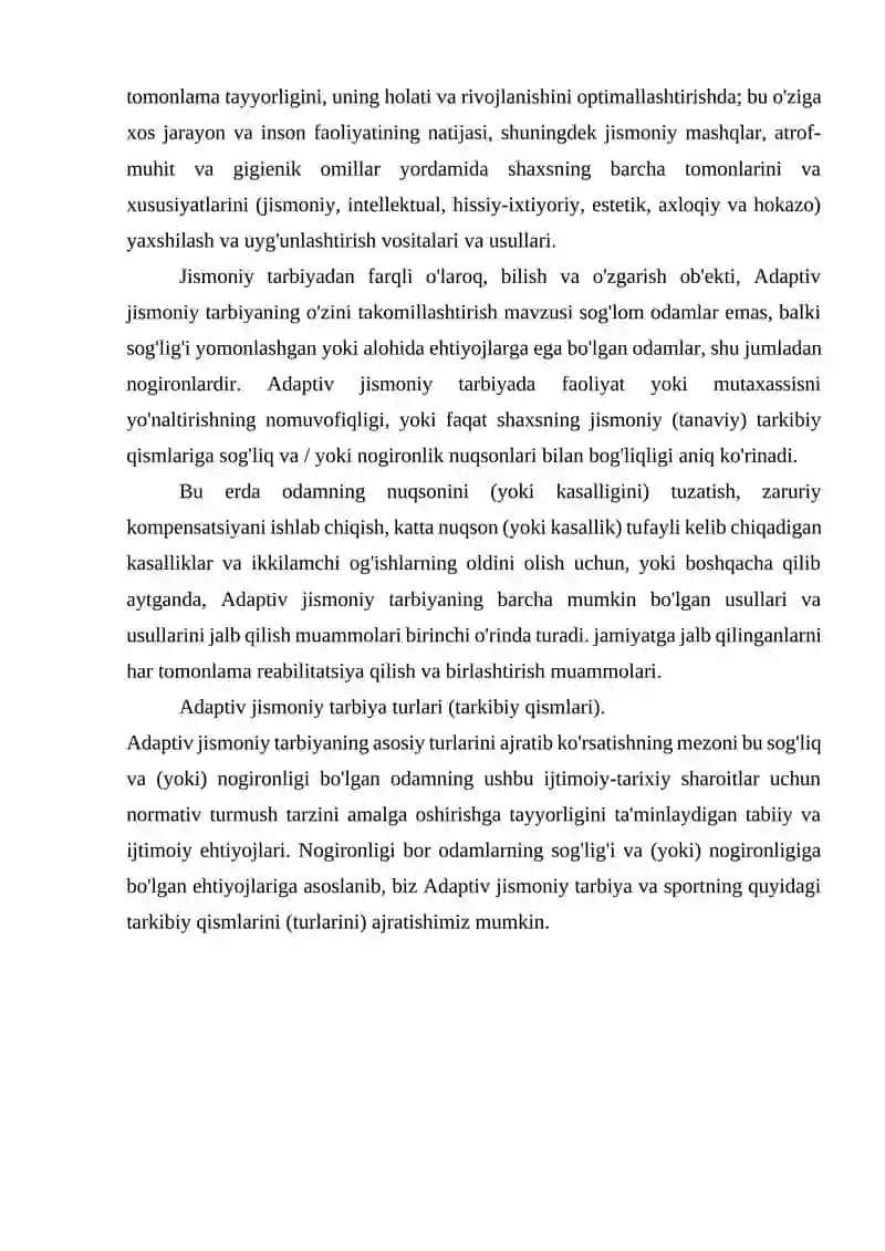 Adaptiv jismoniy tarbiyani korrektsion - rivojlantirish usullari 2