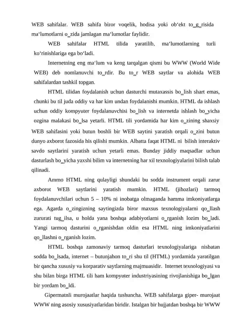 WEB sahifalar 2