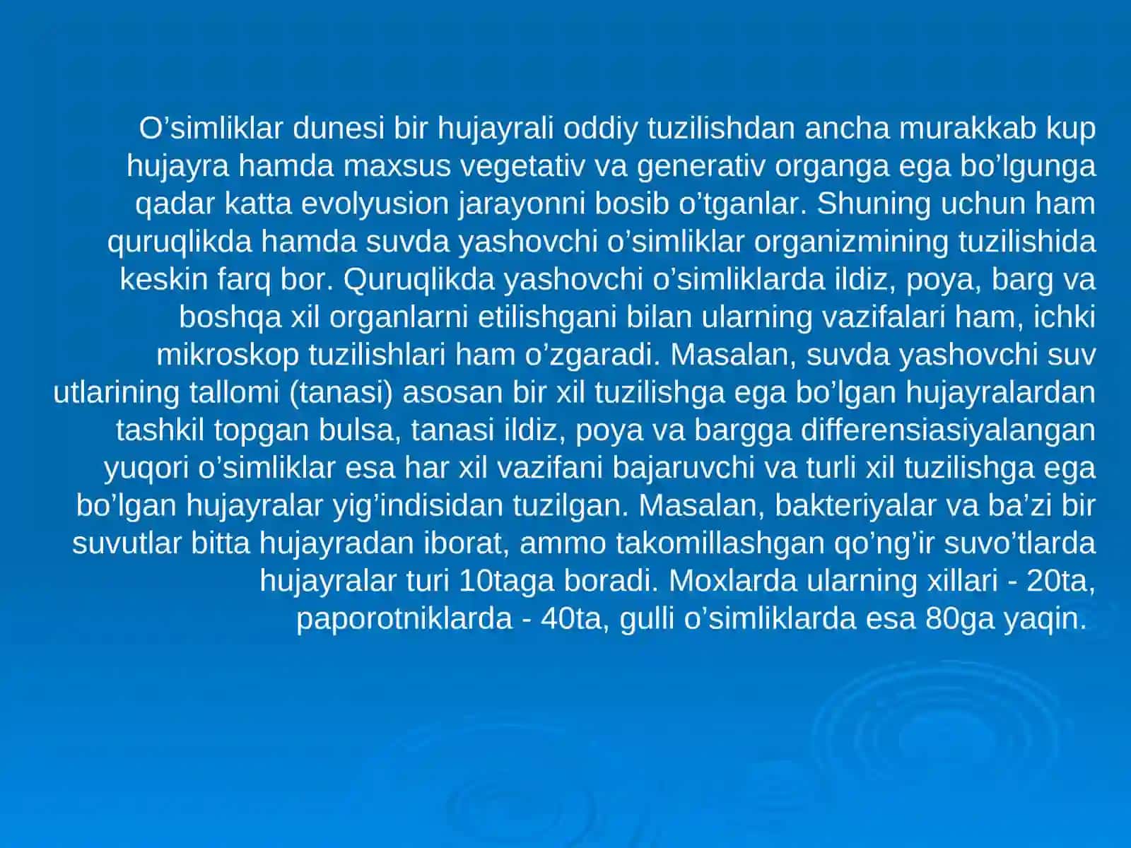 O`SIMLIK TO`QIMALARINING JOYLASHISHI VAZIFASI VA TUZILISHI 2