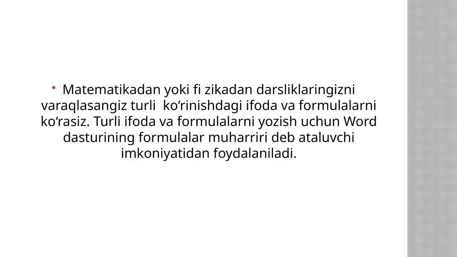 FORMULALAR MUHARRIRI IMKONIYATLARI 2