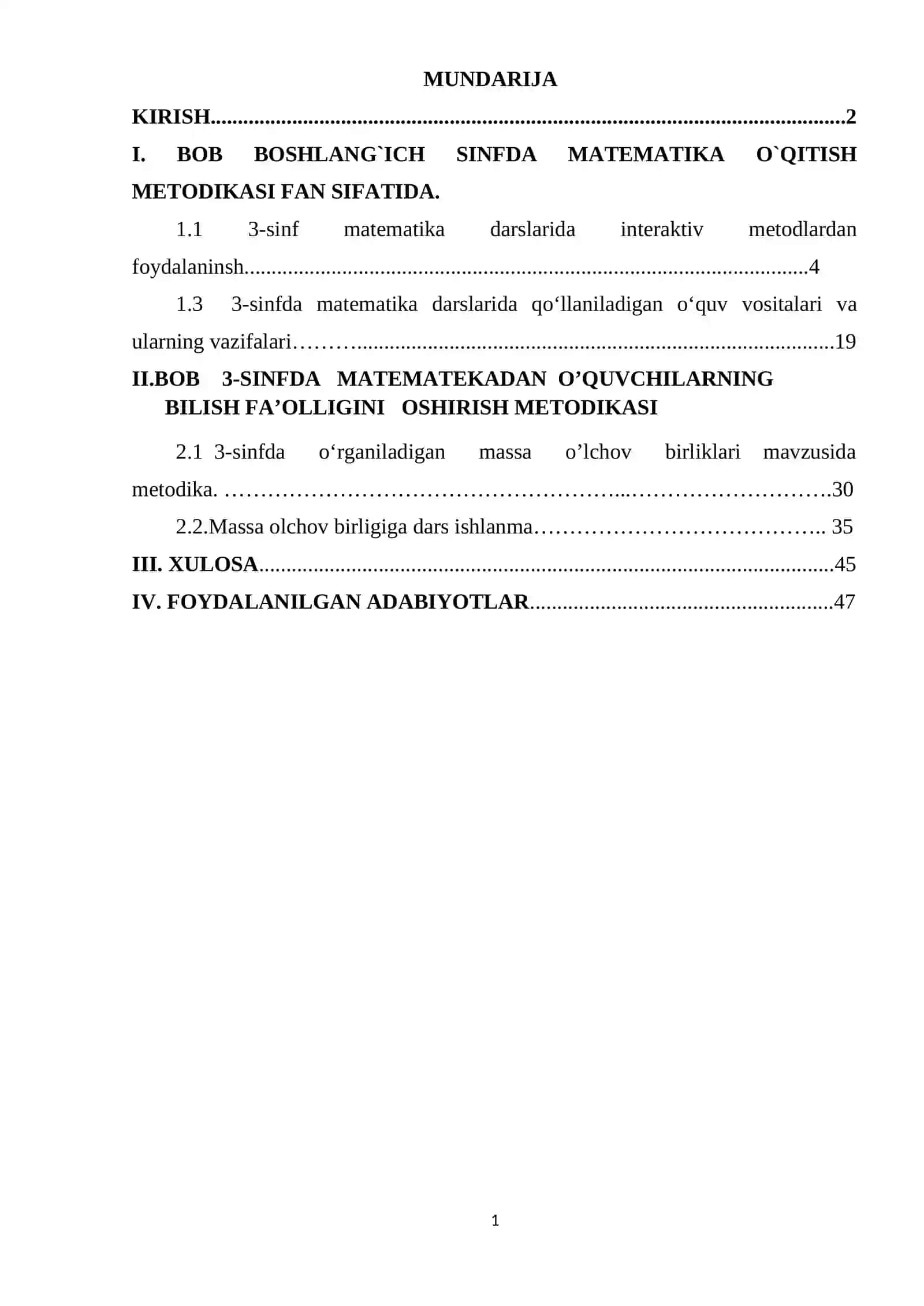 : 3-sinfda matematekadan o’quvchilarning bilish fa’olligini oshirish metodikasi KURS ISHI 2