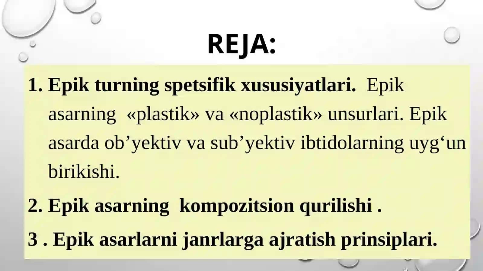 Epik TURVAUNING Janrlari 2