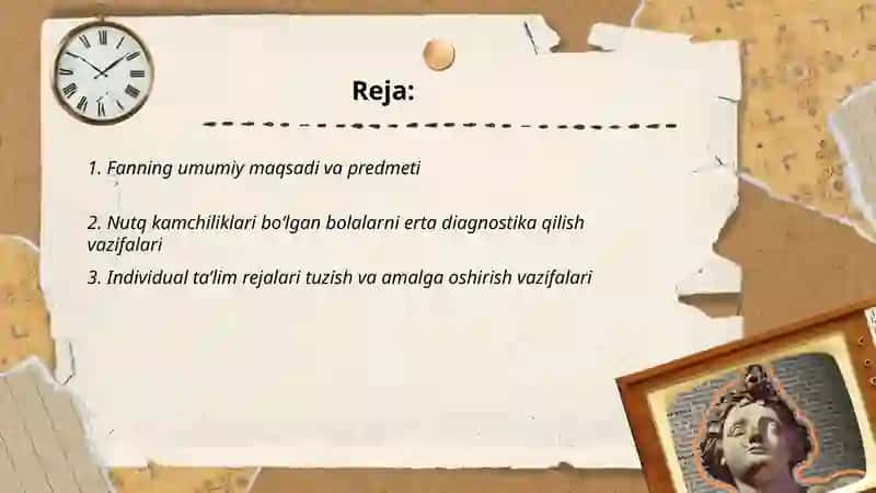 Nutq kamchiligiga ega boʻlgan bolalarni maktabga tayyorlash fanining maqsad va vazifalari 2