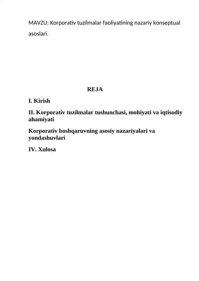 Korporativ tuzilmalar faoliyatining nazariy konseptual asoslari 2