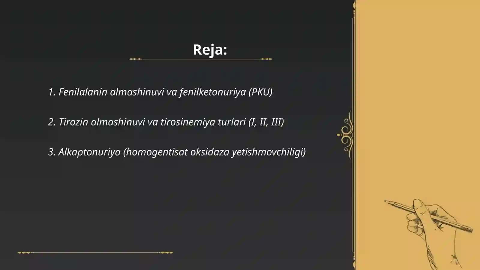 Alohida aminokislatalar almashinuvi va nasliy buzulishlari 2