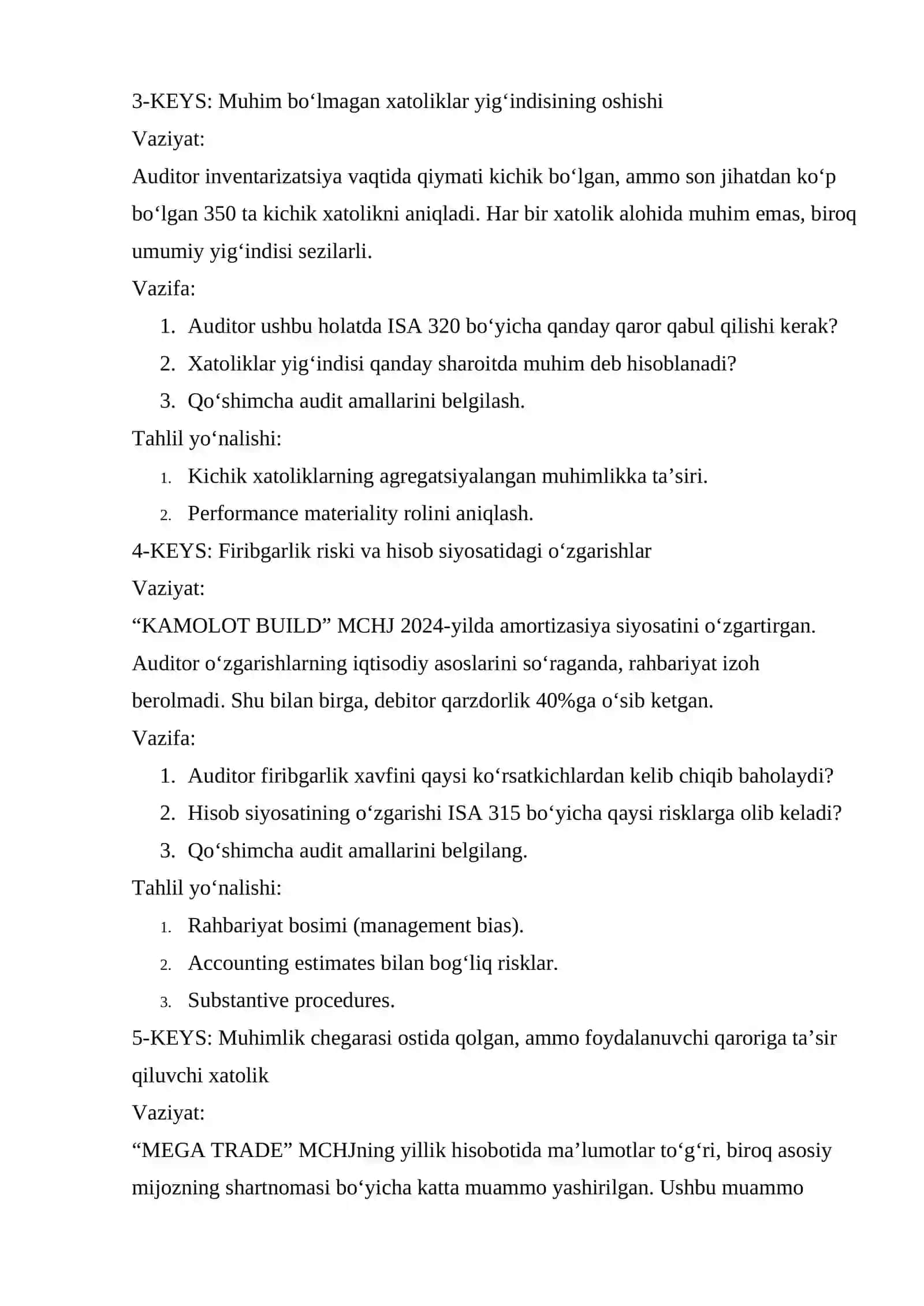 AUDITDA MUHIMLIK VA RISK TUSHUNCHALARI ISA320 HAMDA ISA 315 ASOSIDA 2