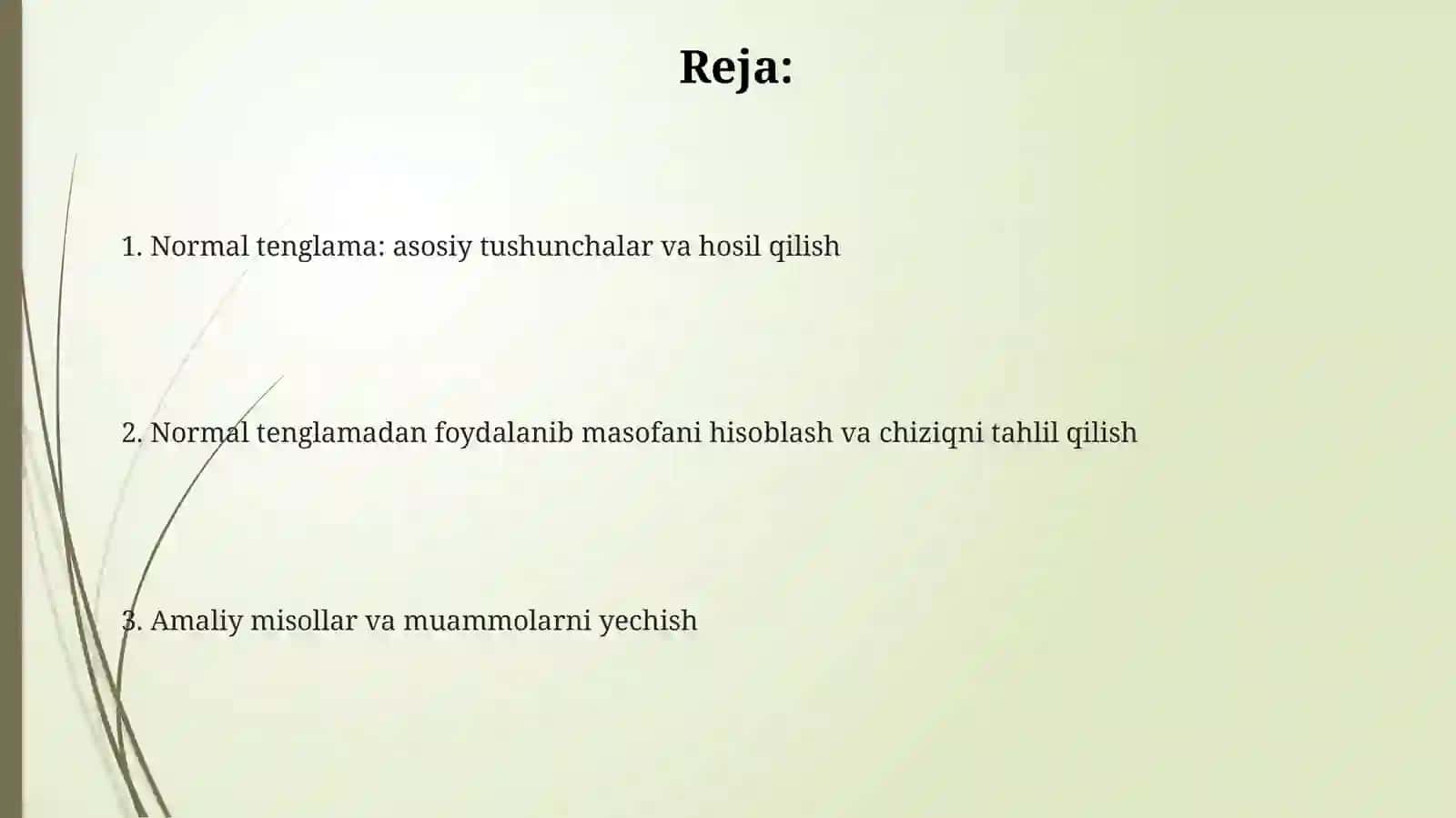 Sirtning normal tenglamasi 2