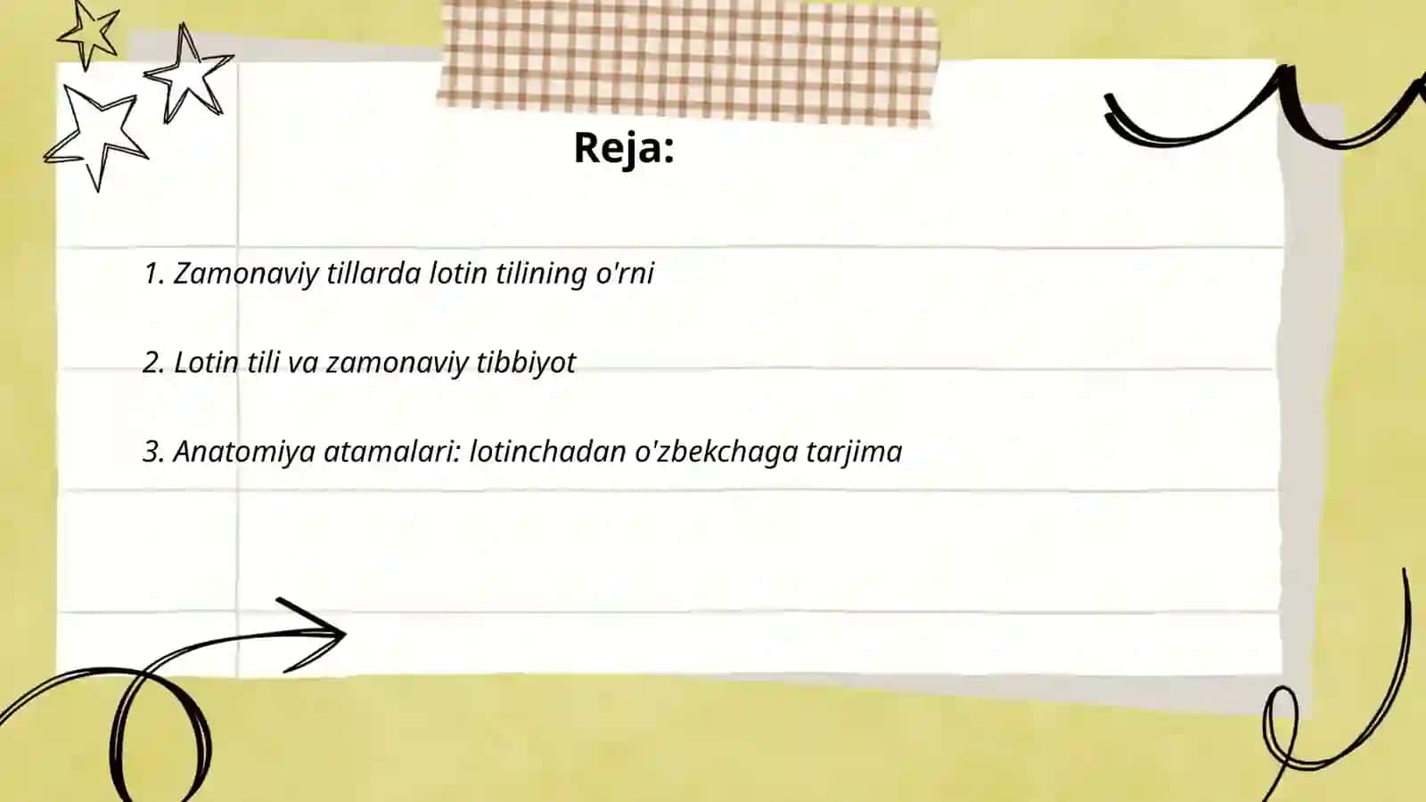 Zamonaviy tillarda lotinshunoslik. Anatomik iboralarning tarjimasi 2