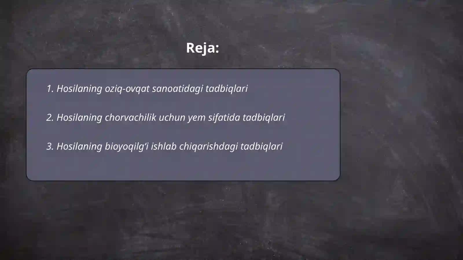 Hosilaning oziq-ovqat sanoatidagi tadbiqlari 2