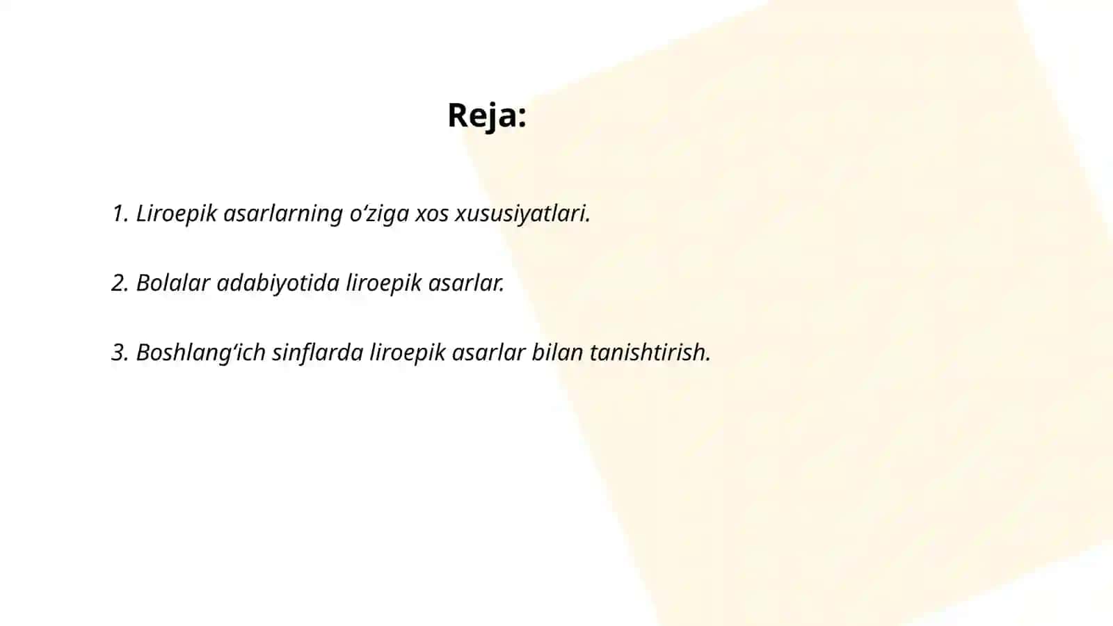 Boshlang‘ich sinflarda liroepik asarlar ustida ishlash metodikasi 2