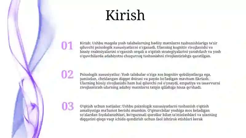 Kichik Yoshdagi O'Quvchilarning Badiiy Asar Psixologik Xususiyatlari 2