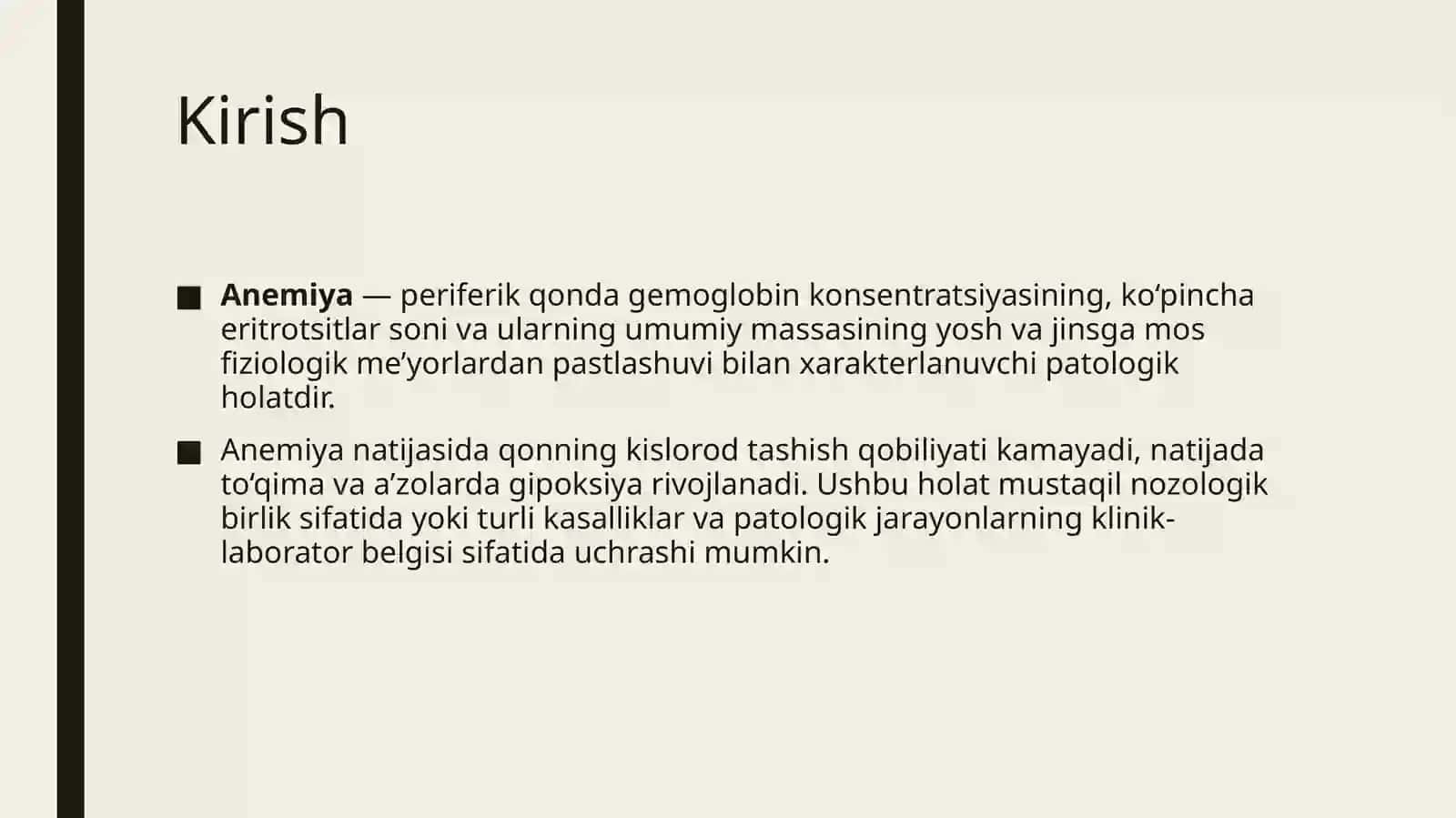 Toksik-gemolitik va postgemorragik anemiyalar, turlari va periferik qondagi o'zgarishlar 2