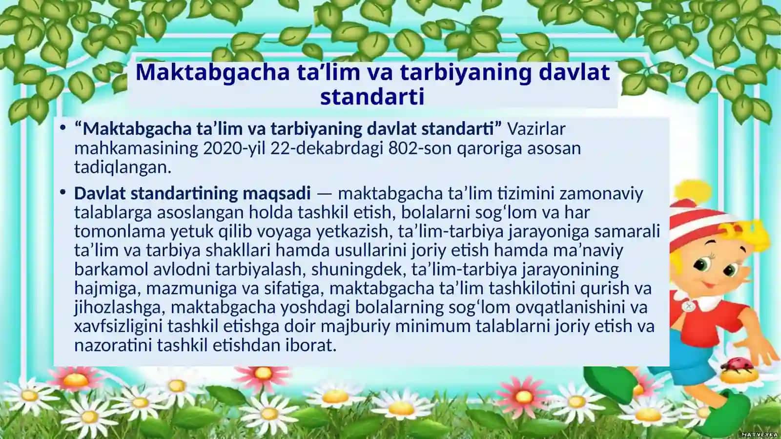 Maktabgacha ta'lim va tarbiyaning davlat standarti 2