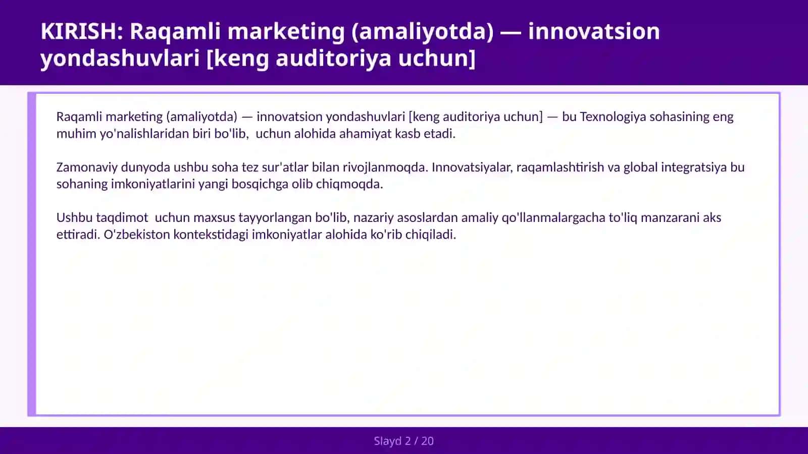 Raqamli marketing (amaliyotda) — innovatsion yondashuvlari [keng auditoriya uchun] 2