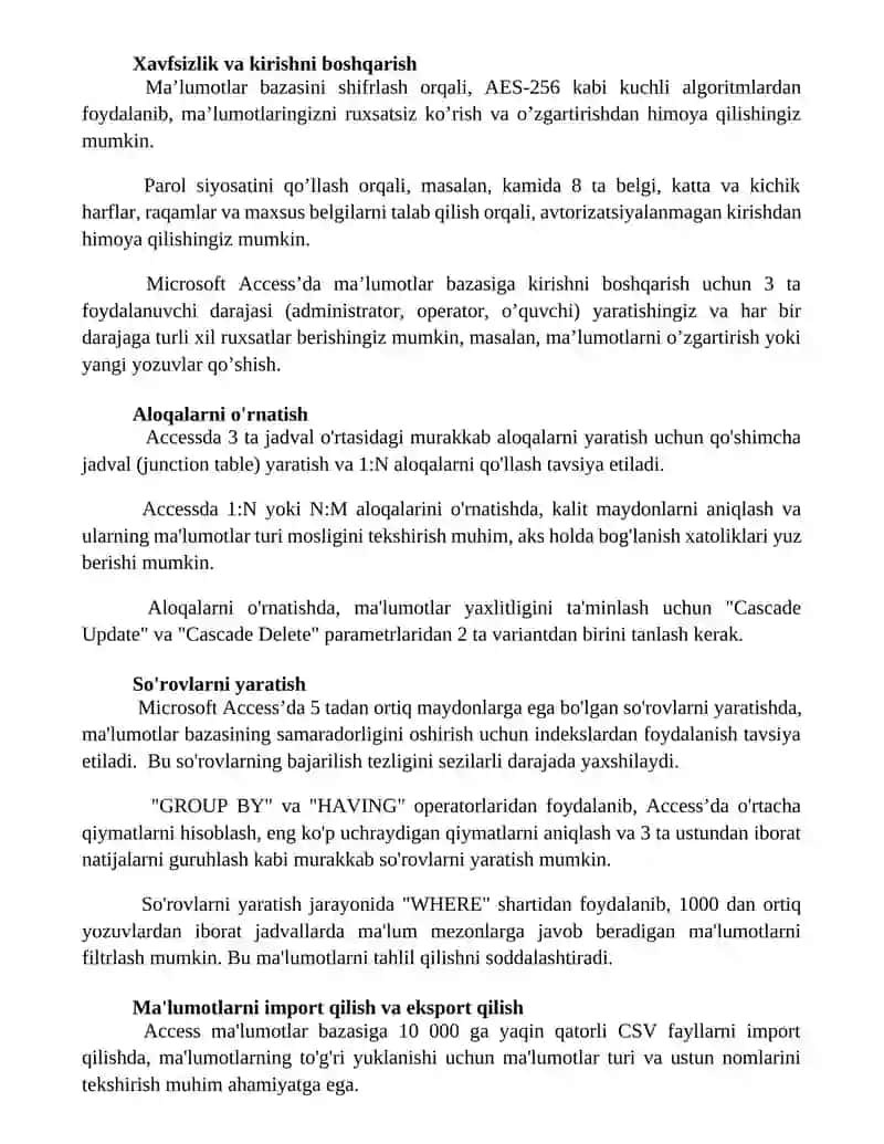 Microsoft Access dasturida mahlumotlar bazasiniyaratish 2