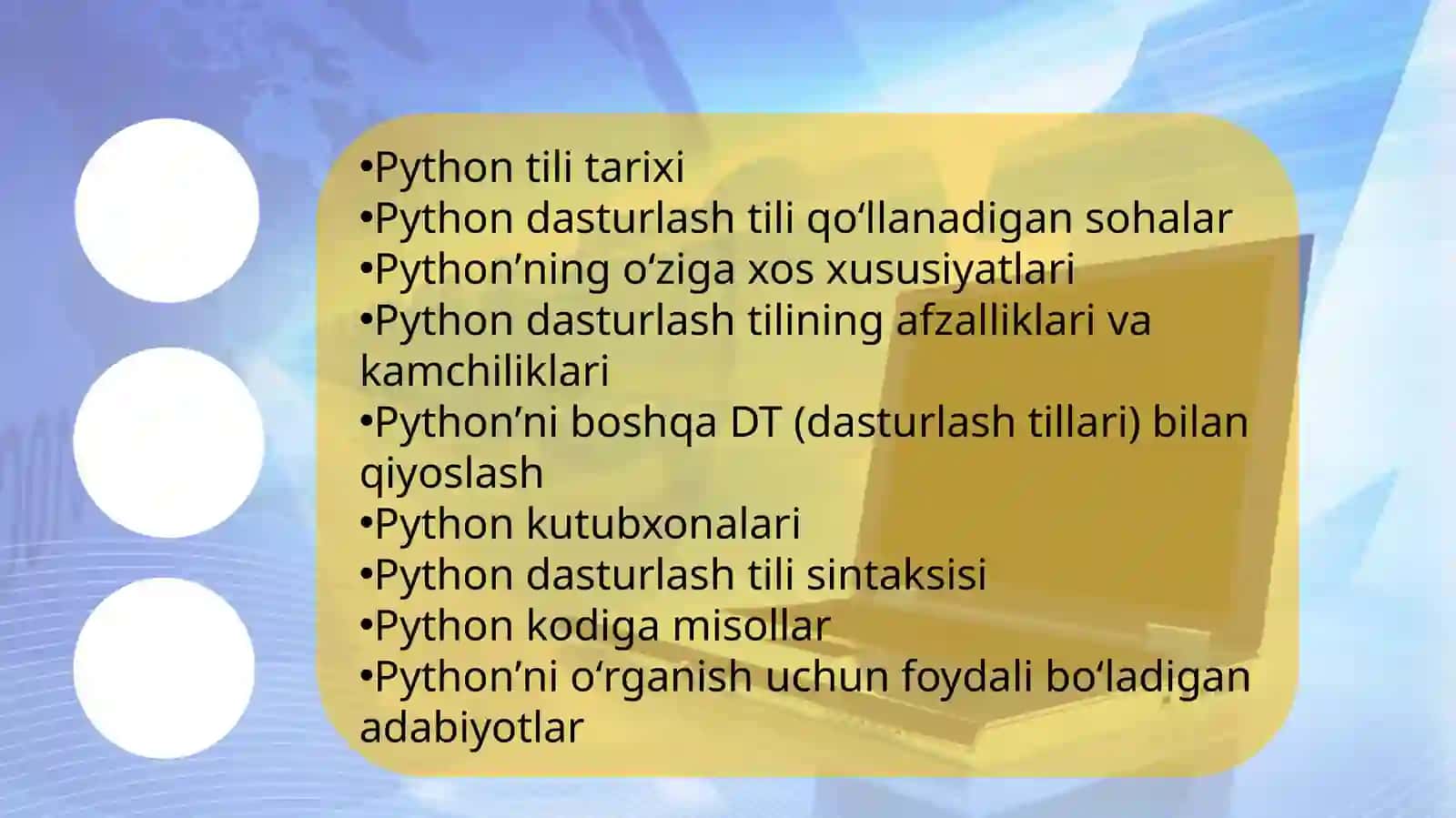 Python dasturlash tilining xususiyatlari va imkoniyatlari 2