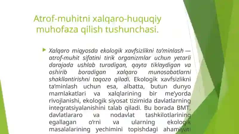 Atrof muhitni muhofaza qilishda xalqaro harakat 2