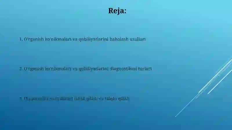 O’quv malakalari va ko’nikmalarining diagnostikasi 2