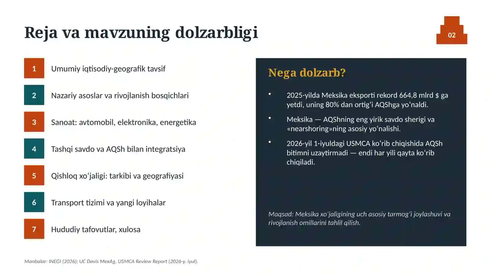 meksika sanoati qishloq xojaligi va transport tizimi 2