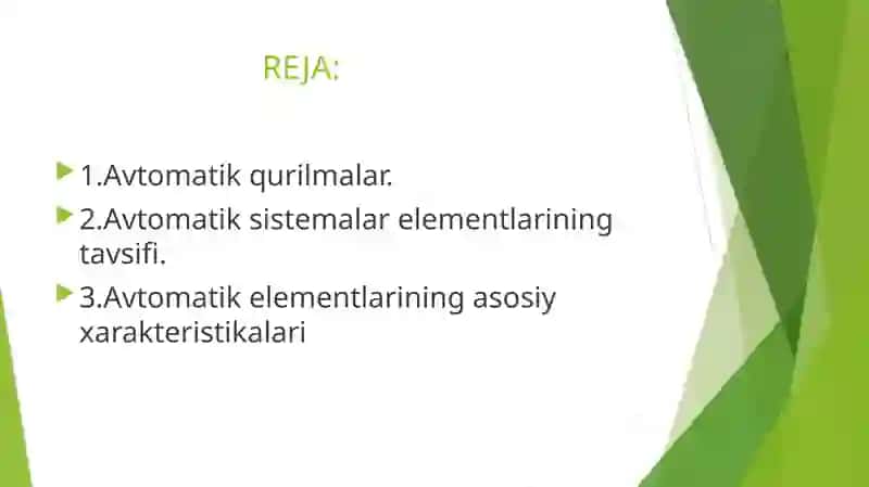 Avtomatik boshqarish nazariyasi 2