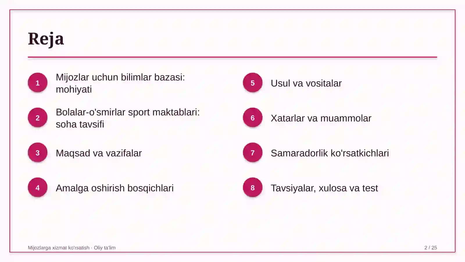 bolalar o'smirlar sport maktablarida mijozlar uchun bilimlar bazasini yaratish 1687 2