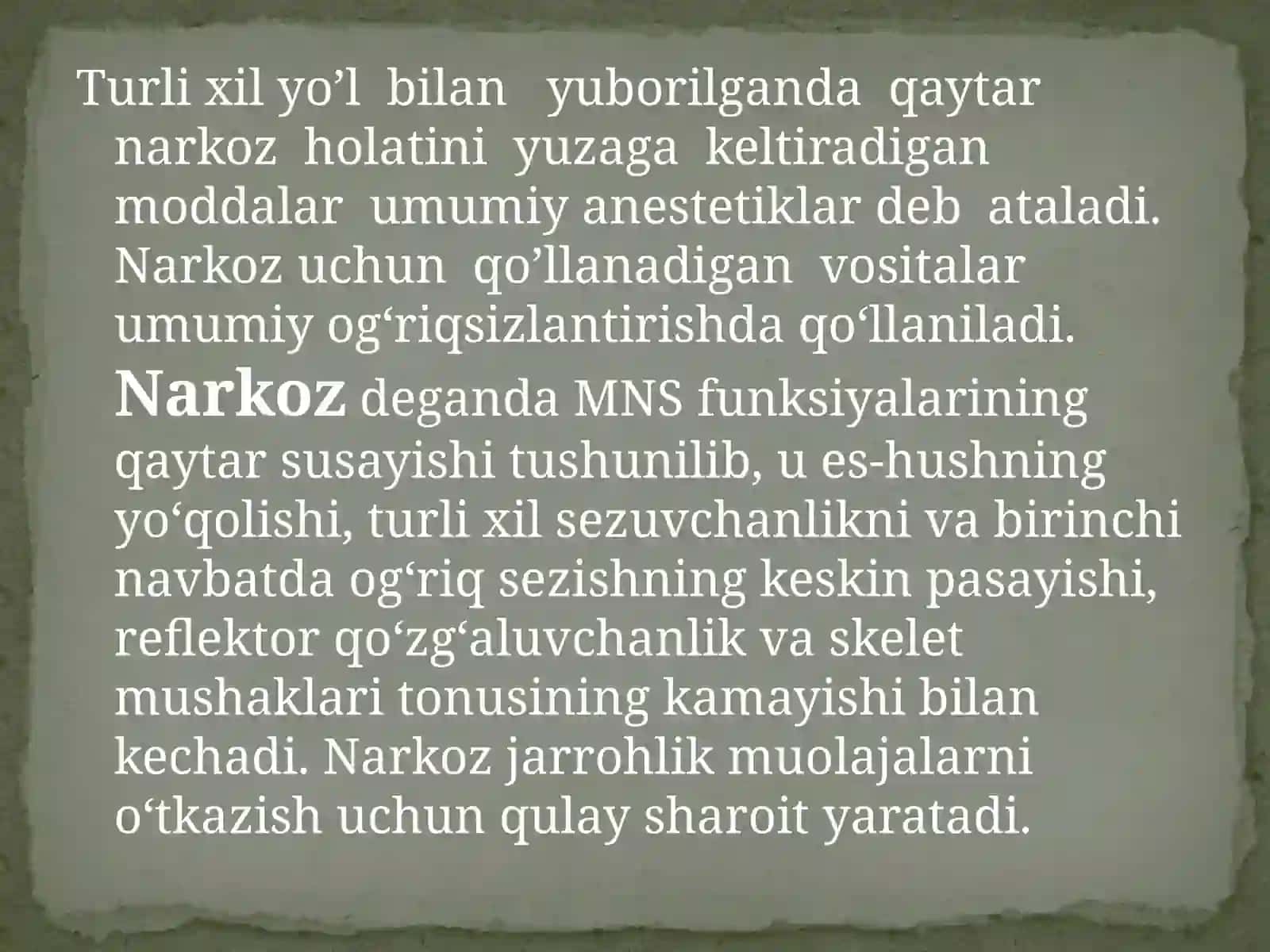 Narkoz vositalari 2