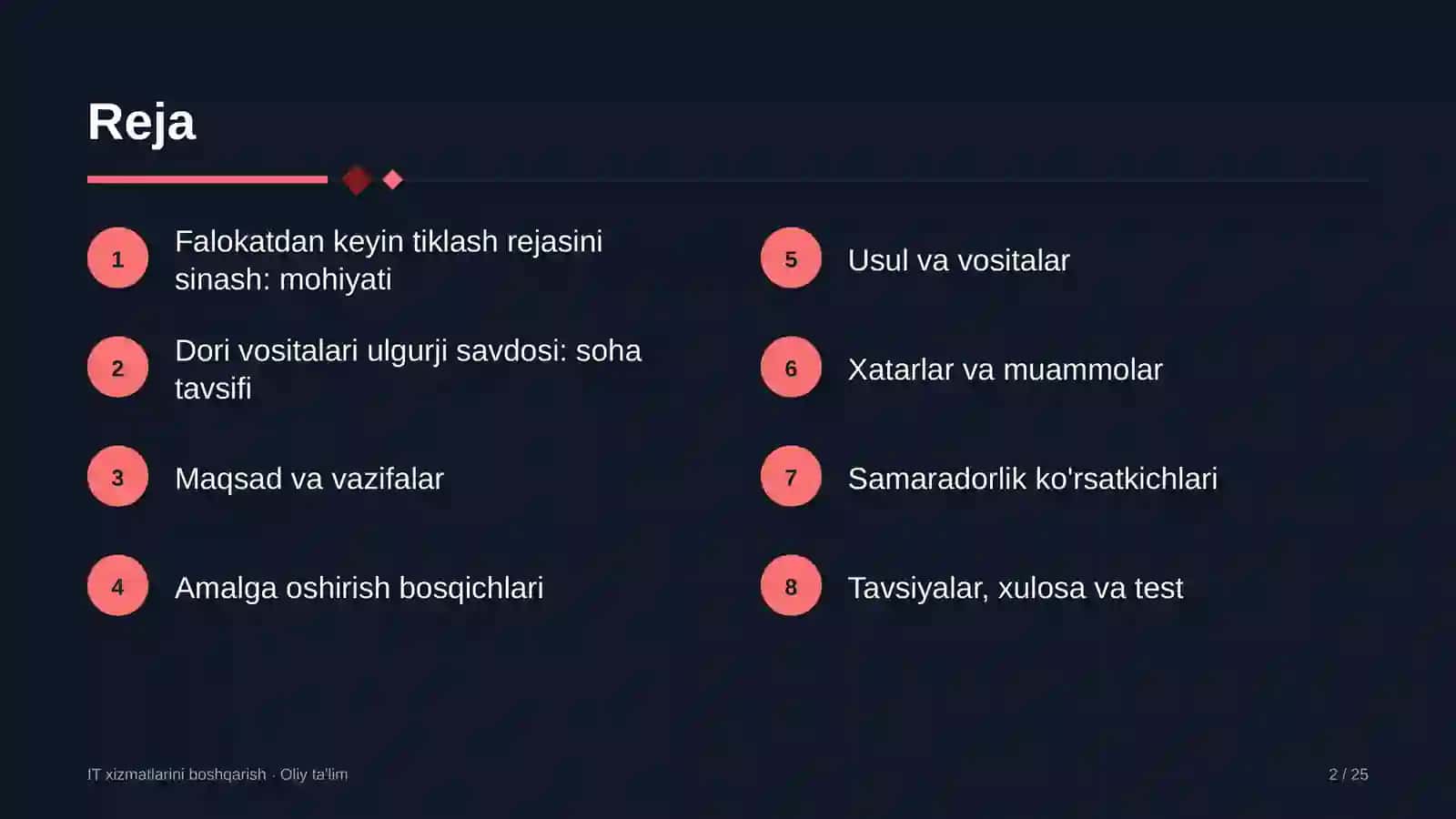 Dori vositalari ulgurji savdosida falokatdan keyin tiklash rejasini sinash 2
