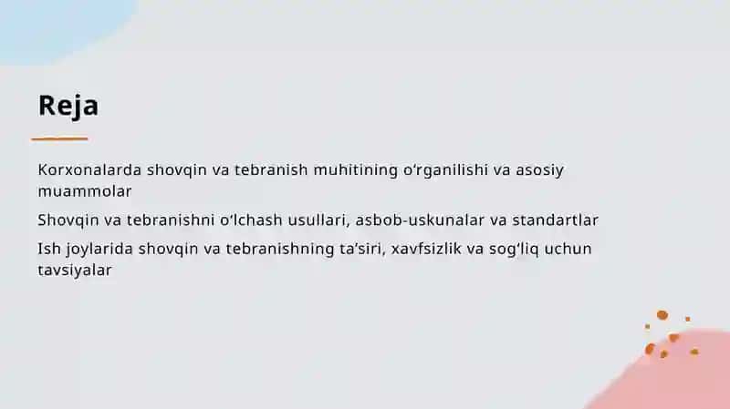 Korxonalarda shovqin va tebranishli vaziyatlarni tekshirish va baholash 2