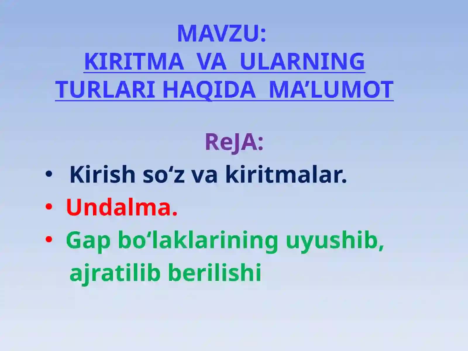 KIRITMA VA ULARNING TURLARI HAQIDA MA’LUMOT 2