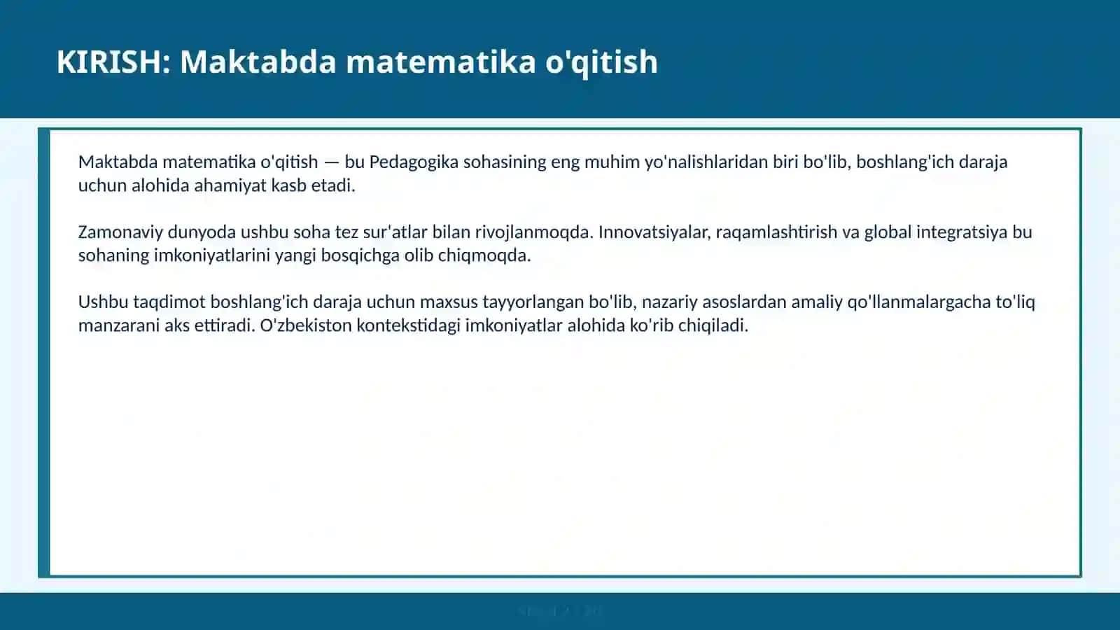 MAKTABDA MATEMATIKA O'QITISH 2