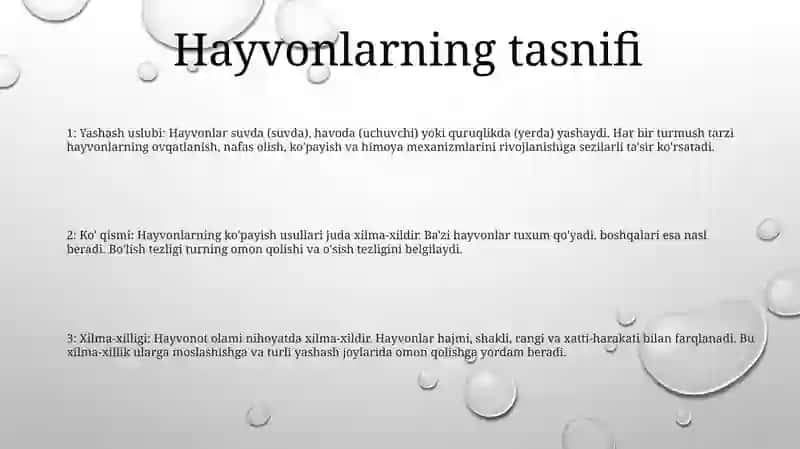 Hayvonot Olamining Yashash Tarzi, KoʻPayishi, Tarqalishi Va Xilma-Xilligi 2