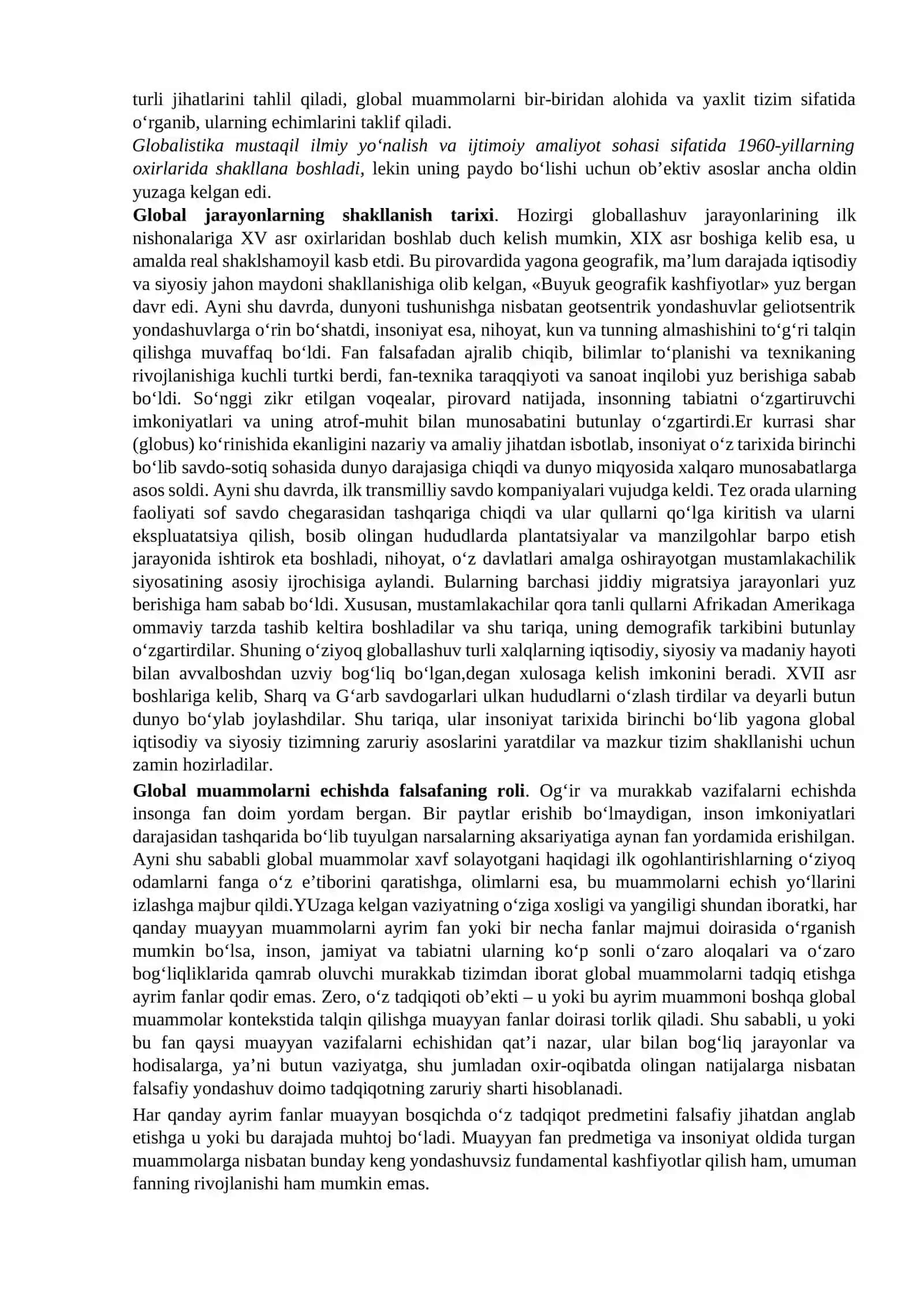 MAVZU. GLOBALLASHUV VA GLOBAL MUAMMOLARNING FALSAFIY JIHATLARI 2