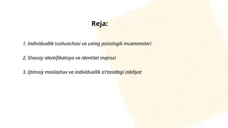 Individuallik psixologik muammo sifatida 2
