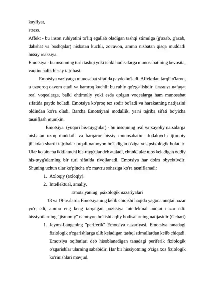 Emotsiya haqida psixologiki nazariyalar 2