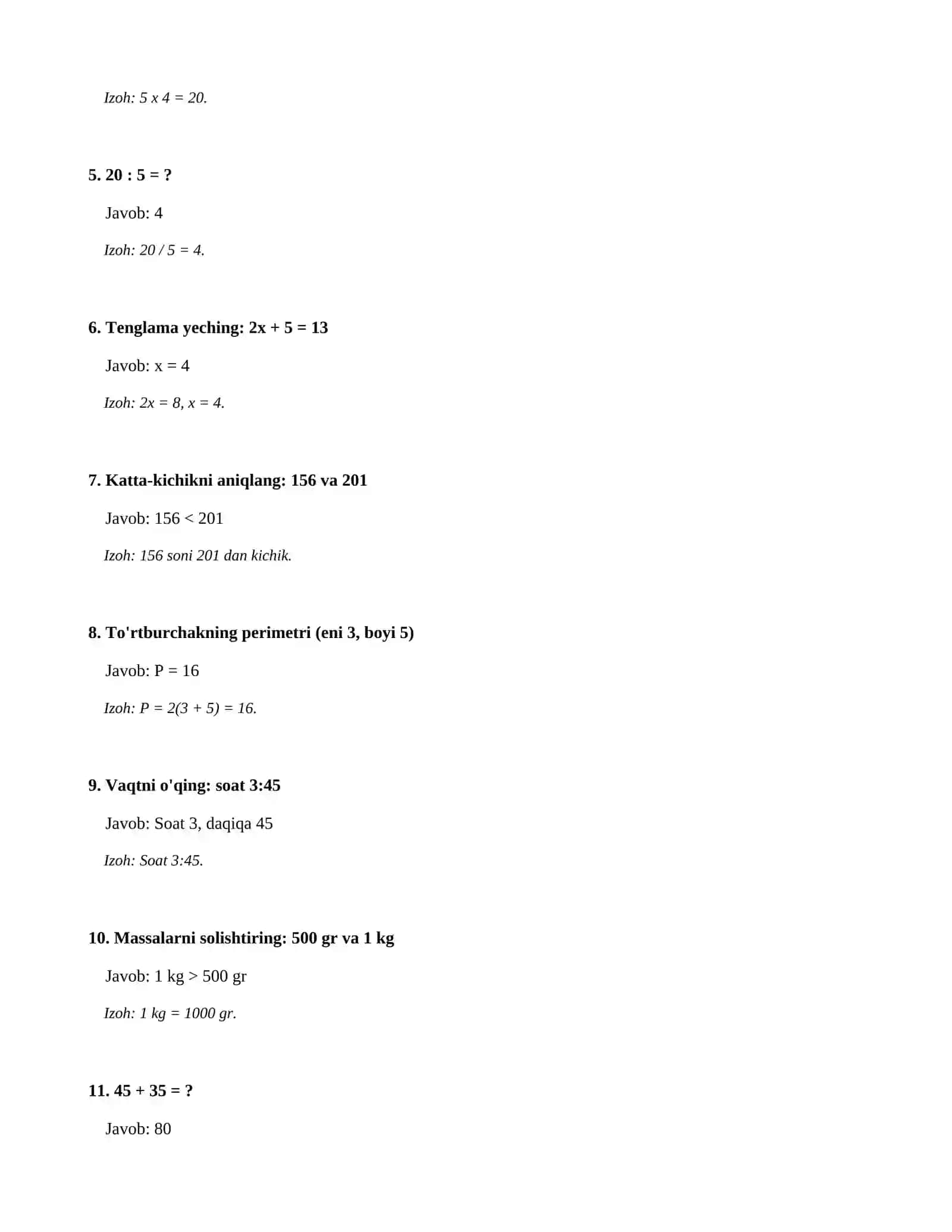 2-sinf-SINF MATEMATIKA FANIDAN NAZORAT ISHI 2