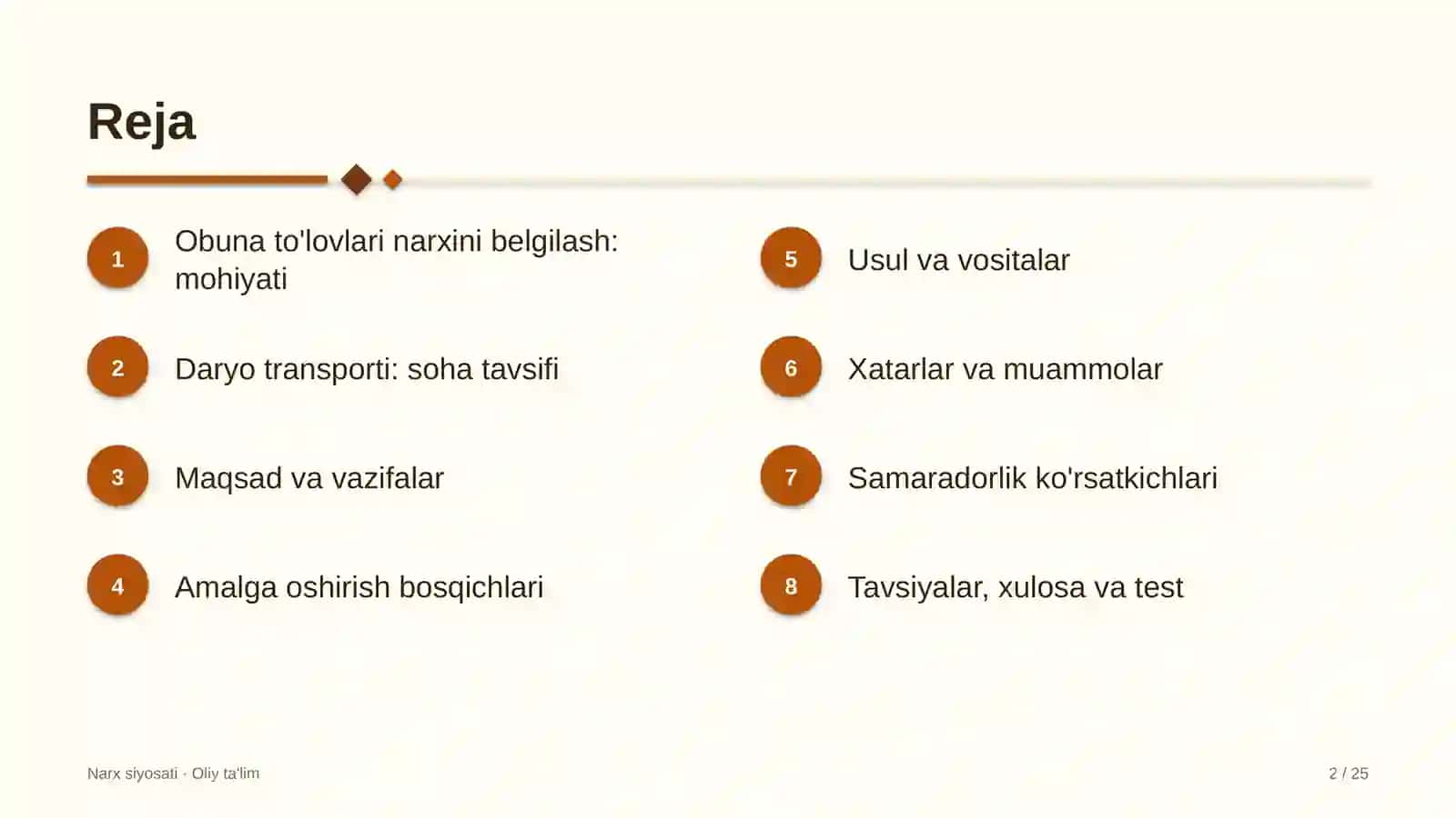 Daryo transportida obuna to'lovlari narxini belgilash 2