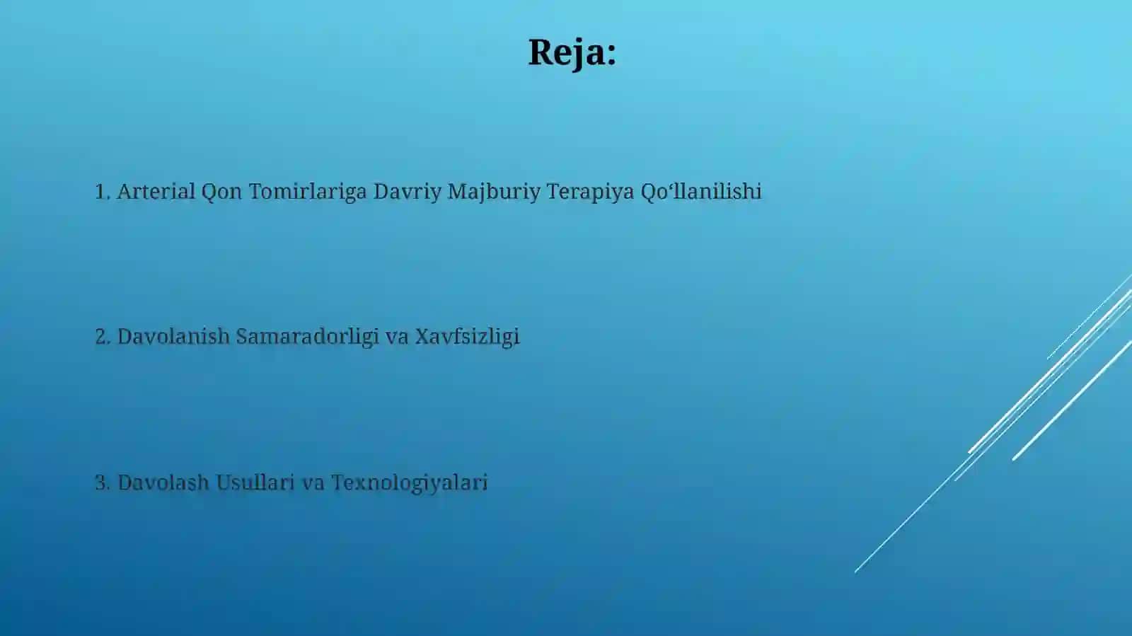 Arterial qon tomirlari ni surunkali obligat terapiyani qo‘llash 2