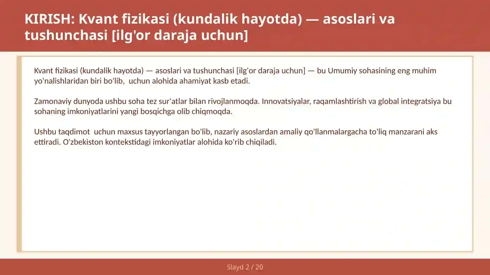 Kvant fizikasi (kundalik hayotda) — asoslari va tushunchasi [ilg'or daraja uchun] 2
