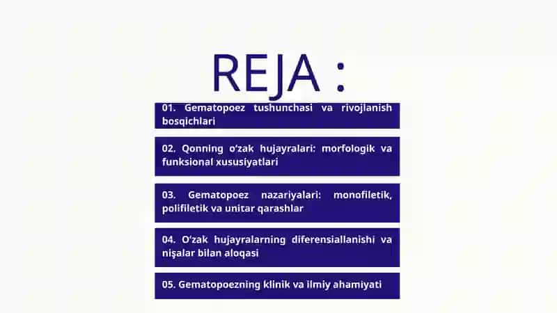 Gematopoez Nazariyalari. Qonning o'zak hujayrasi morfo-funksional xarakteristikasi 2