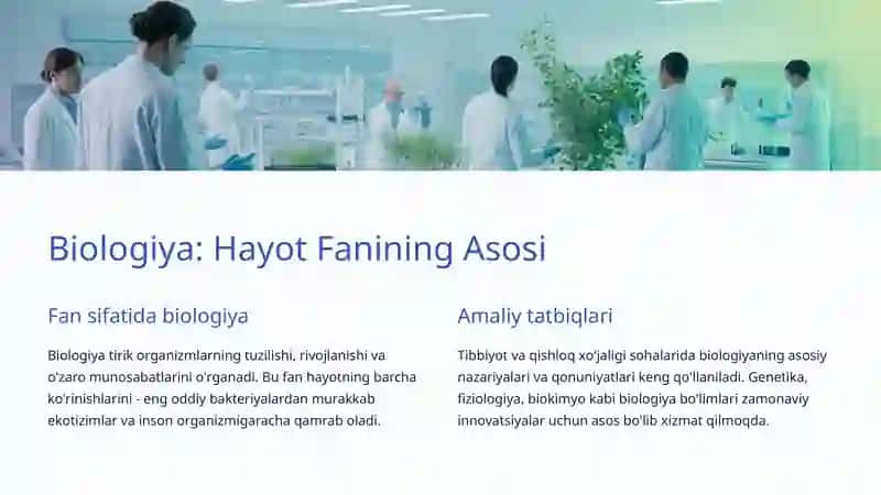 Biologiyaning Tibbiyot va Qishloq Xo'jaligidagi O'rni 2