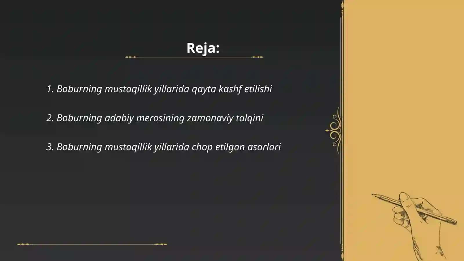 Zahiriddin Muxammad Bobur hayoti va ijodining mustaqillik yillaridagi talqini mavzusida 2