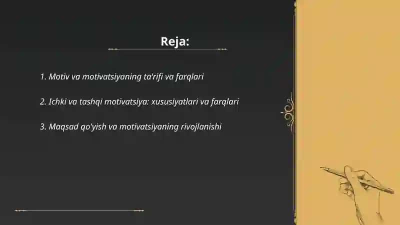 Motiv va motivatsiya va hissiyotning namoyon bo'lishi 2