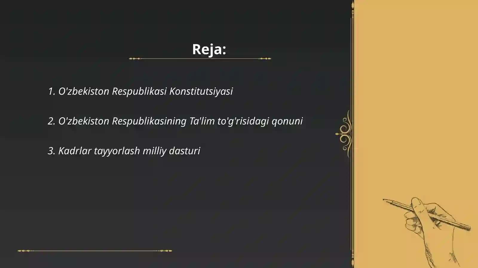 Ta'lim mazmuni belgilab beruvchi me'yoriy huquqiy hujjatlar 2