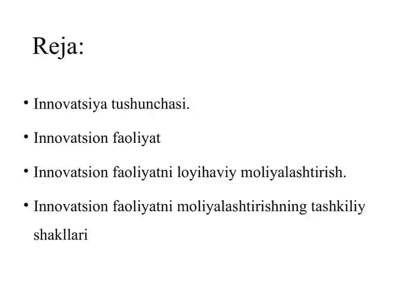 Innovasion faoliyatni moliyalashtirish yo’llari 2