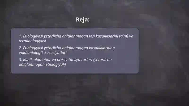 Etiologiyasi yetarlicha aniqlanmagan teri kasalliklari haqida tushincha 2